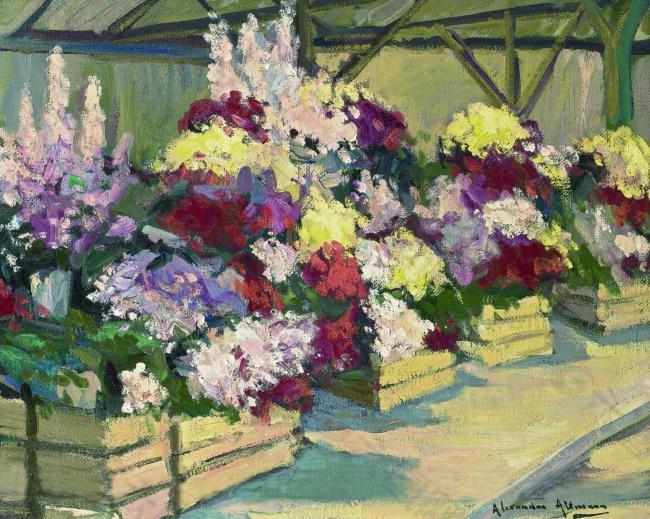 Alexander Altman - The Florist Shop花卉水果蔬菜器皿静物印象画派写实主义油画装饰画