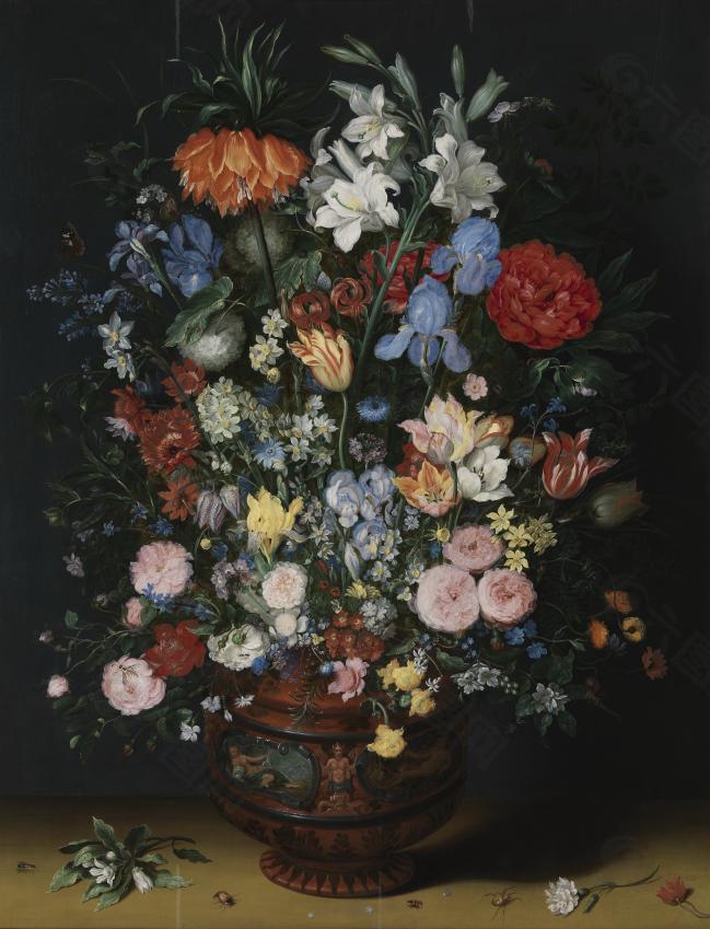 Jan Brueghel I - Flowers in a vase花卉水果蔬菜器皿静物印象画派写实主义油画装饰画
