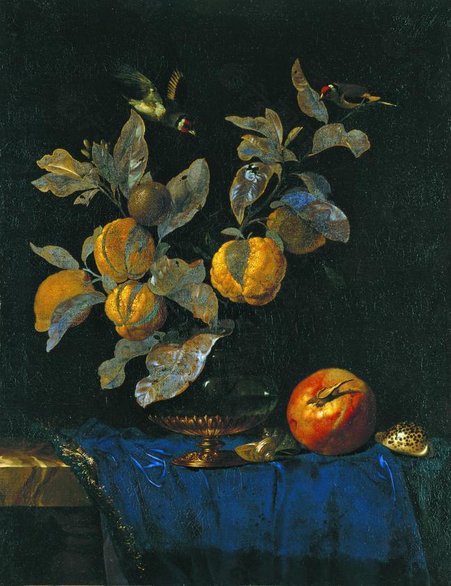 Willem van Aelst - Still Life with Fruit, 1664花卉水果蔬菜器皿静物印象画派写实主义油画装饰画