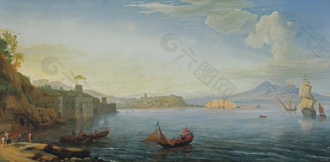 Adrien Manglard - View of Naples, c. 1750西方古典风景建筑自然水景山水田园印象派写实主义油画装饰画