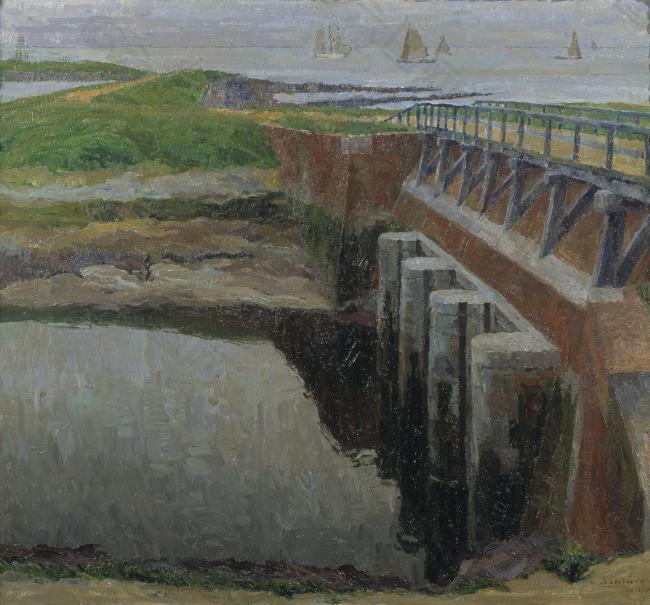 Albert Baertsoen - Zicht op zeeland -Terneuzen西方古典风景建筑自然水景山水田园印象派写实主义油画装饰画