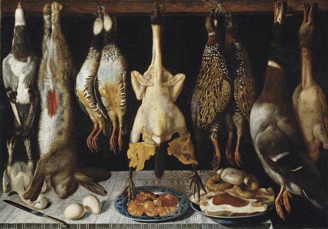 Hiepes, Tomas - Bodegon de aves y liebre, 1643静物植物动物食物家禽水果印象派写实主义油画装饰画