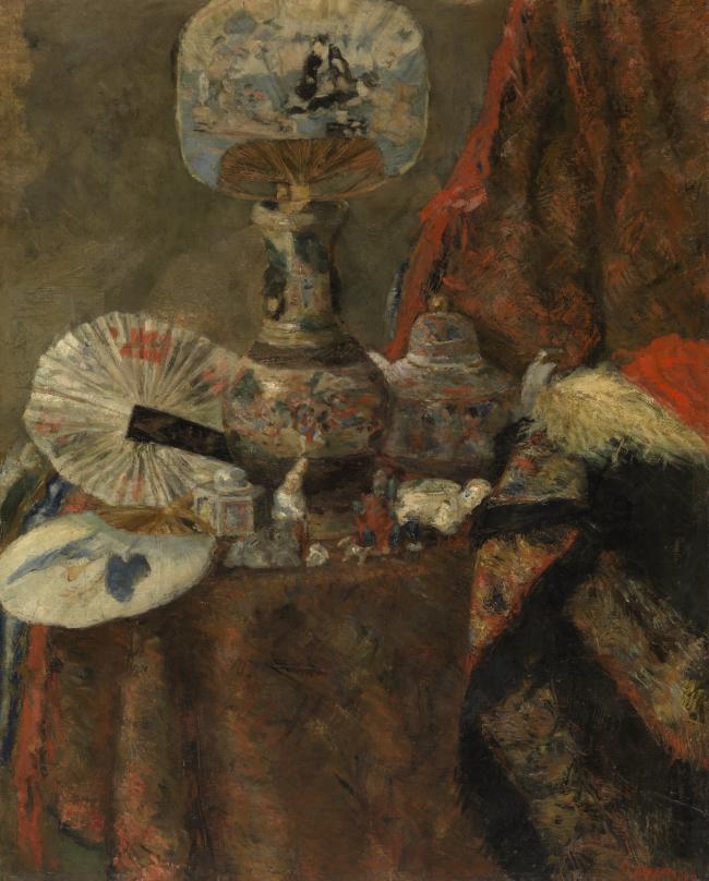 James Ensor - Still Life with chinoiseries静物植物动物食物家禽水果印象派写实主义油画装饰画