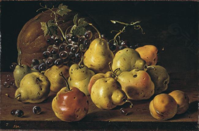 Melendez, Luis Egidio - Bodegon membrillos, melocotones, uvas y calabaza, 1771静物水果瓜果蔬菜器皿食物印象画派写实主义油画