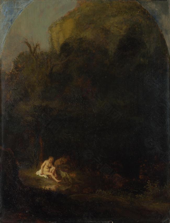 Follower of Rembrandt - Diana bathing surprised by a Satyr静物花卉油画超写实主义油画静物