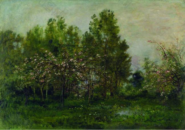Charles Francois Daubigny - Apple Blossoms风景水景河流海洋植物树木田园印象画派写实主义油画装饰画