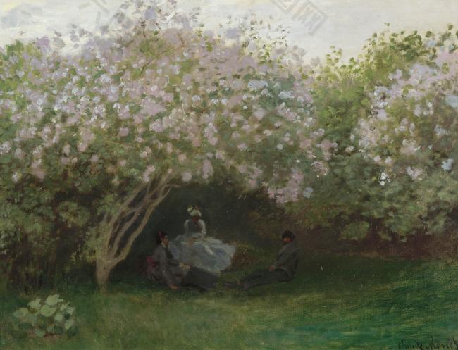 Lilacs, Grey Weather, 1872风景建筑田园植物水景田园印象画派写实主义油画装饰画
