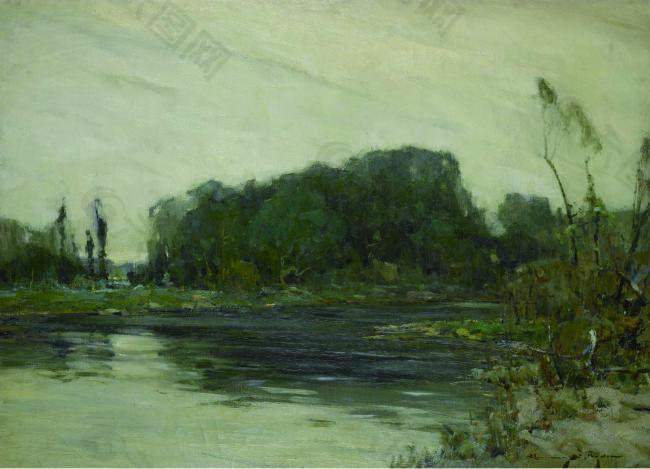 Chauncey Foster Ryder - Peace风景水景河流海洋植物树木田园印象画派写实主义油画装饰画