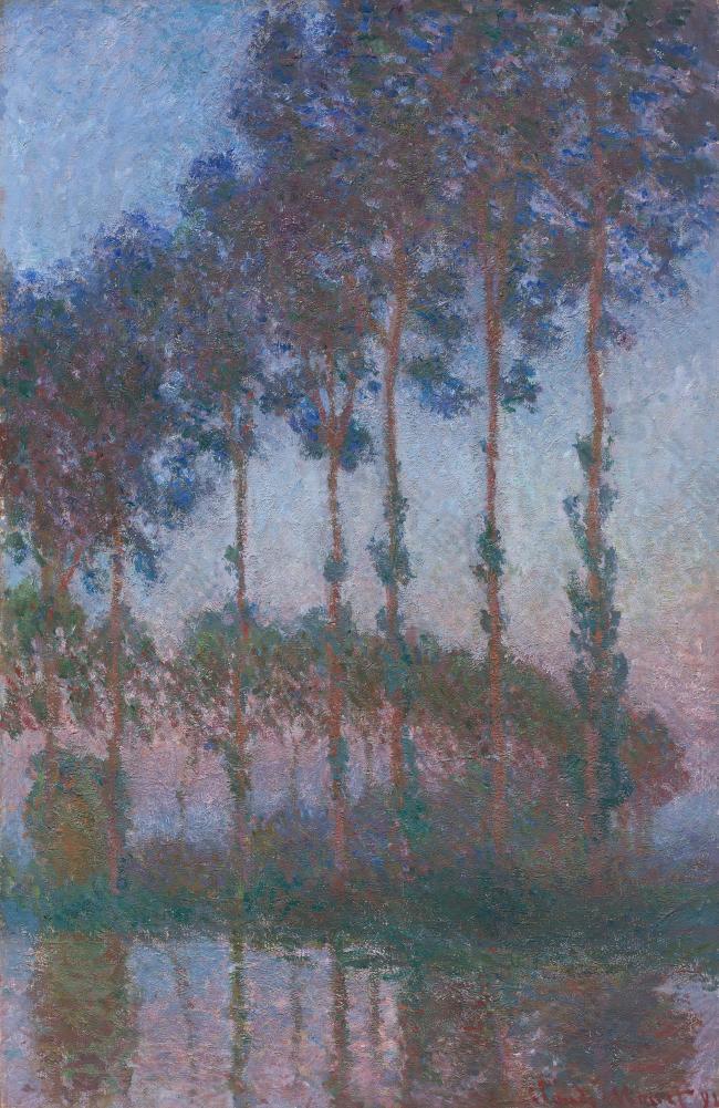 Poplars on the Banks of the River Epte at Dusk, 1891风景建筑田园植物水景田园印象画派写实主义油画装饰画