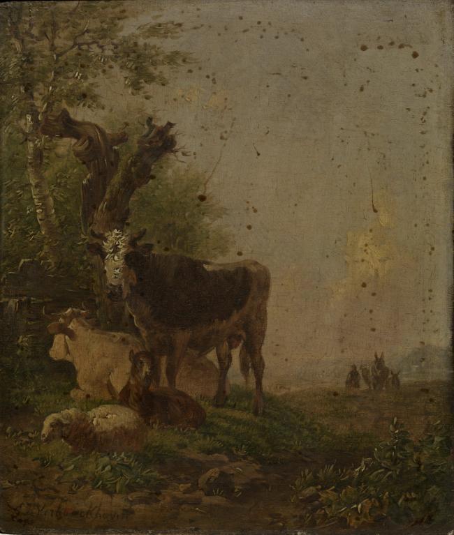 Eugene Joseph Verboeckhoven - Cows and sheep高清古典风景人物天使宗教建筑印象派写实主义油画装饰画