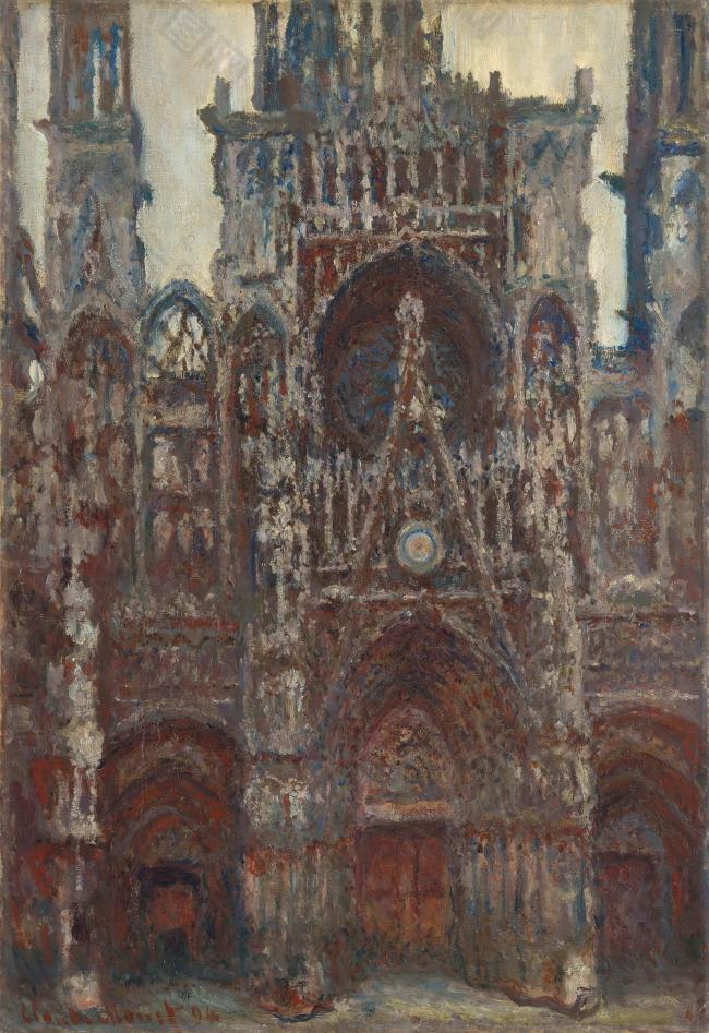 Rouen Cathedral, The Portal, Harmony in Brown, 1894风景建筑田园植物水景田园印象画派写实主义油画装饰画