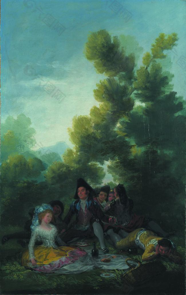 Francisco de Goya - A Picnic高清古典风景人物天使宗教建筑印象派写实主义油画装饰画