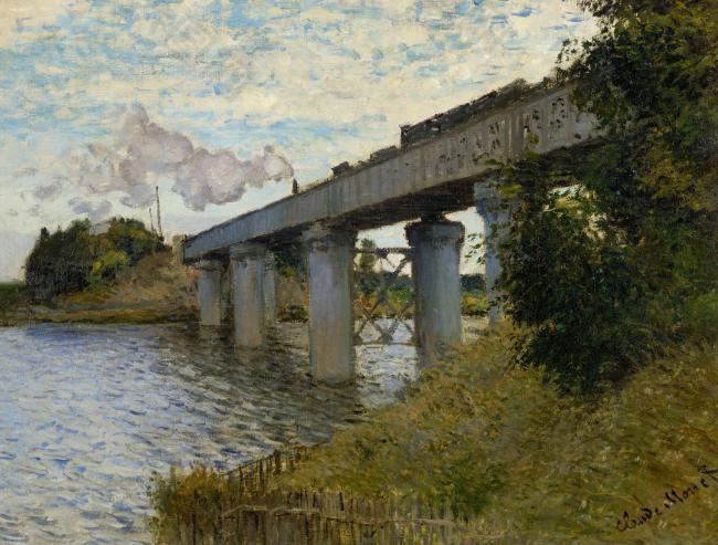 The Railway Bridge at Argenteuil, 1874 [2]风景建筑田园植物水景田园印象画派写实主义油画装饰画