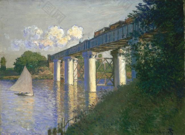The Railway Bridge at Argenteuil, 1874风景建筑田园植物水景田园印象画派写实主义油画装饰画