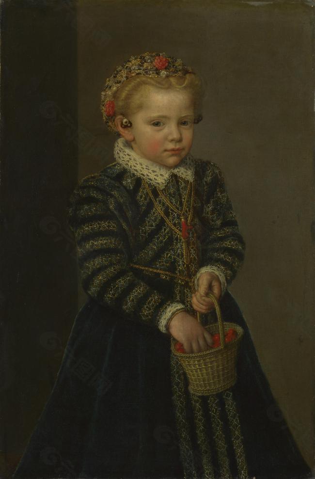 Netherlandish - A Little Girl with a Basket of Cherries高清西方古典人物宗教人物神话人物巴洛克艺术油画装饰画