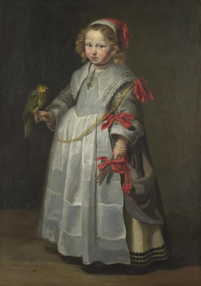 Netherlandish - Portrait of a Girl with a Parrot高清西方古典人物宗教人物神话人物巴洛克艺术油画装饰画