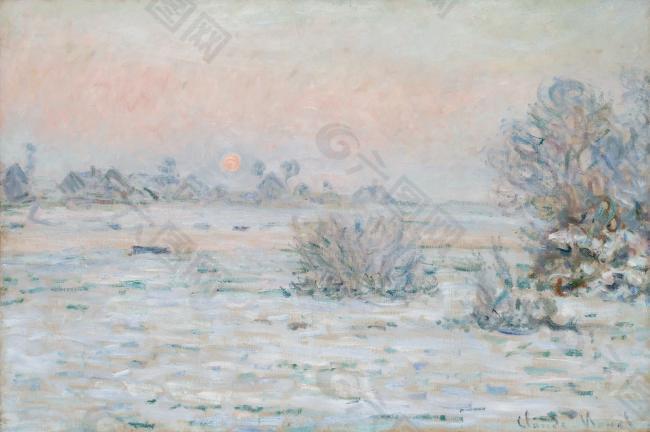 Winter Sun, Lavacourt, 1879-1880风景建筑田园植物水景田园印象画派写实主义油画装饰画