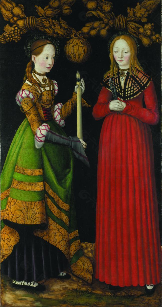 Lucas Cranach the Elder - Saints Genevieve and Apollonia德国画家大卢卡斯克拉纳赫lucas cranach the elder文艺复兴人物人体油