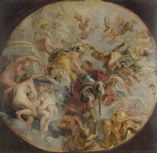 Peter Paul Rubens - The Apotheosis of the Duke of Buckingham德国画家彼得保罗鲁本斯peter paul rubens宫廷人物人体油画装饰画