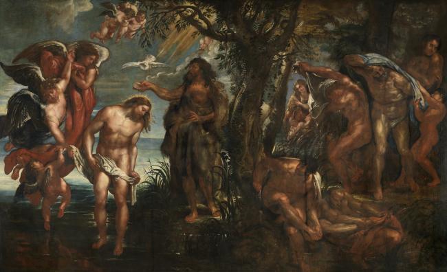 Peter Paul Rubens - The baptism of Christ德国画家彼得保罗鲁本斯peter paul rubens宫廷人物人体油画装饰画