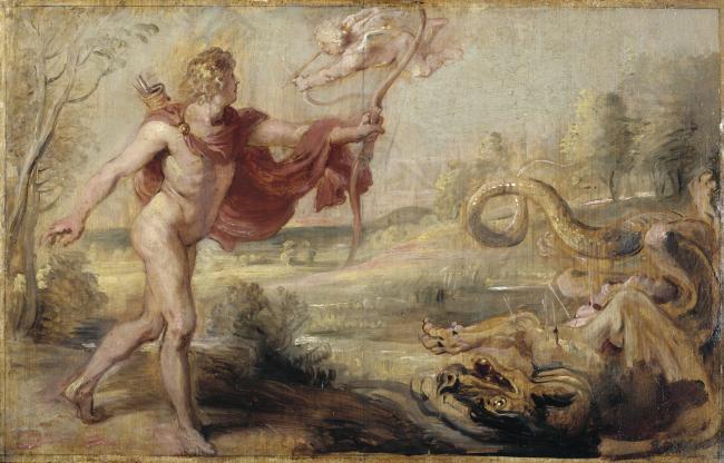 Rubens, Peter Paul - Apollo and the Python, Ca. 1636德国画家彼得保罗鲁本斯peter paul rubens宫廷人物人体油画装饰画