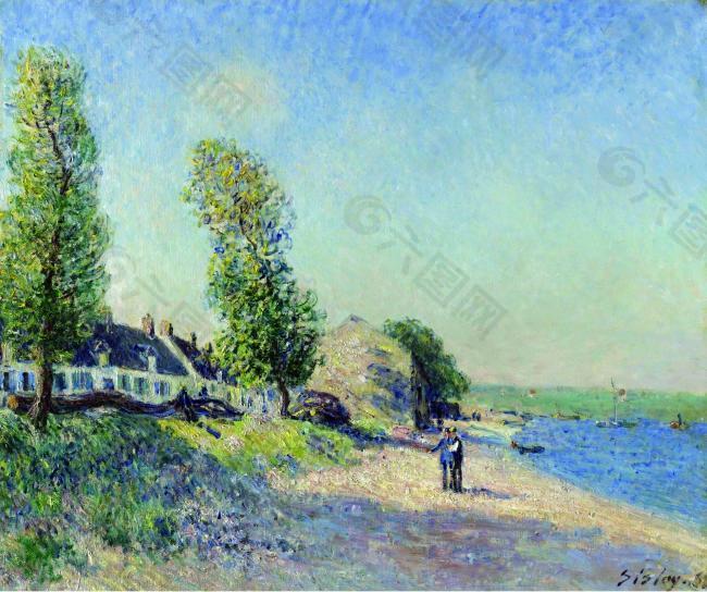 Alfred Sisley - Saint-Mammes at Morning, 1885法国画家阿尔弗莱德西斯莱alfred sisley印象派自然风景天空油画装饰画