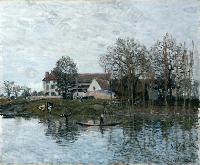 Alfred Sisley - The Seine at Port-Marly法国画家阿尔弗莱德西斯莱alfred sisley印象派自然风景天空油画装饰画