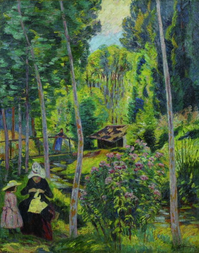 Armand Guillaumin - Banks of the Orge, Madame Guillaumin and Her Daughter Madeleine, 1891法国画家阿曼吉约曼ar