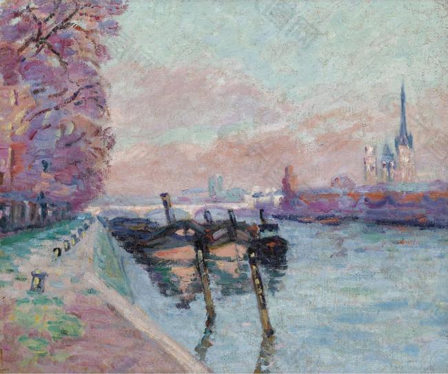 Armand Guillaumin - The Seine at Rouen, 1898法国画家阿曼吉约曼armand guillaumin印象派风景人物田园油画装饰画
