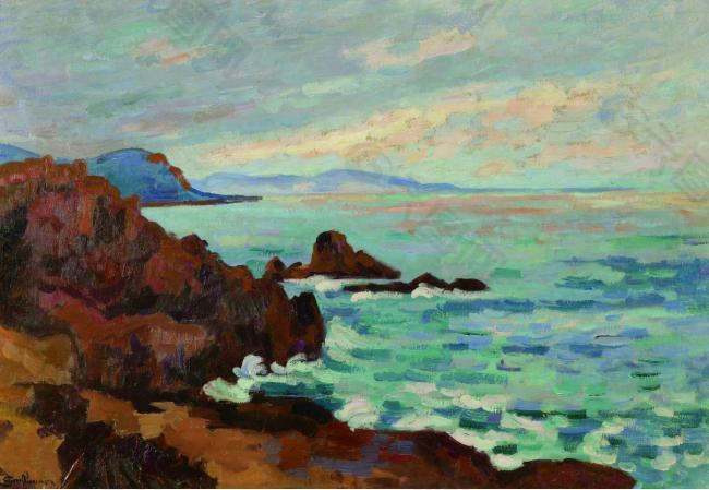 Armand Guillaumin - The West, Trayas-Agay, 1913法国画家阿曼吉约曼armand guillaumin印象派风景人物田园油画装饰画