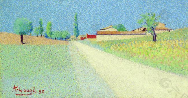 Achille Lauge - The Road in Compagne, 1892法国画家阿希尔拉格Achille Lauge印象派风景自然田园油画装饰画