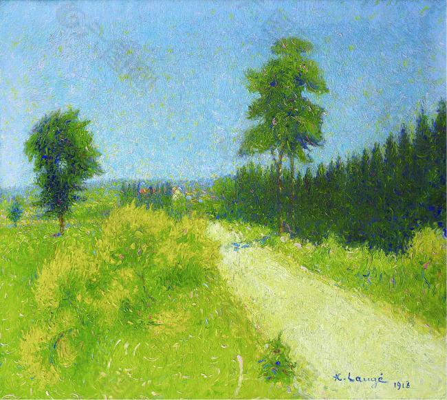 Achille Lauge - The Road of Belveze near Revesible Station, 1918法国画家阿希尔拉格Achille Lauge印象派风景自然田园油画装饰画