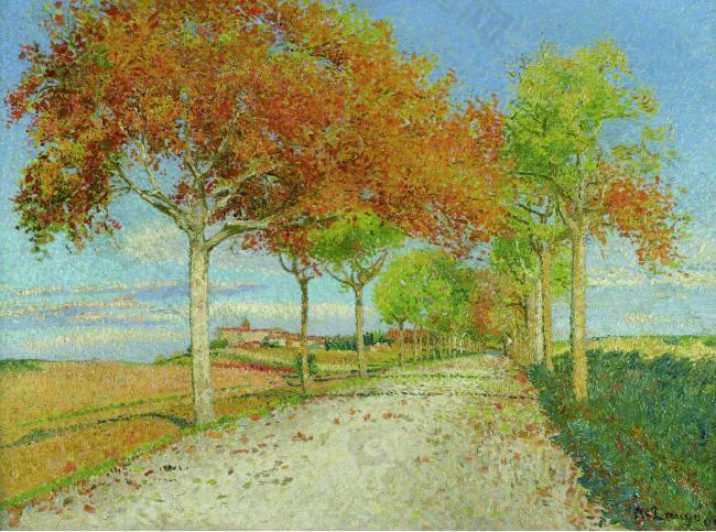 Achille Lauge - The Road of Cailhau, 1909法国画家阿希尔拉格Achille Lauge印象派风景自然田园油画装饰画