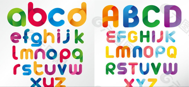 缤纷色彩可爱质感字母设计矢量素材