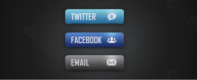 社会媒体和电子邮件的按钮