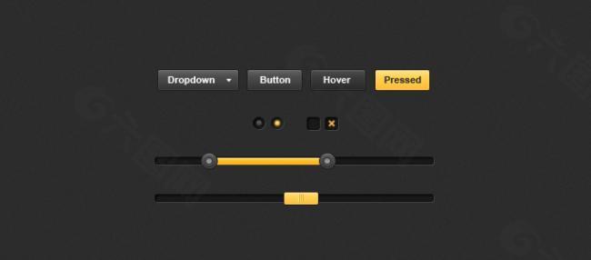 灰色和黄色的UI工具包