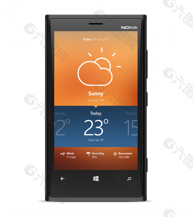若基亚WP8手机天气应用程序界面设计_交互中国-UI设计|界面设计|图标设计|GUI设计|设计欣赏|PSD|FLASH