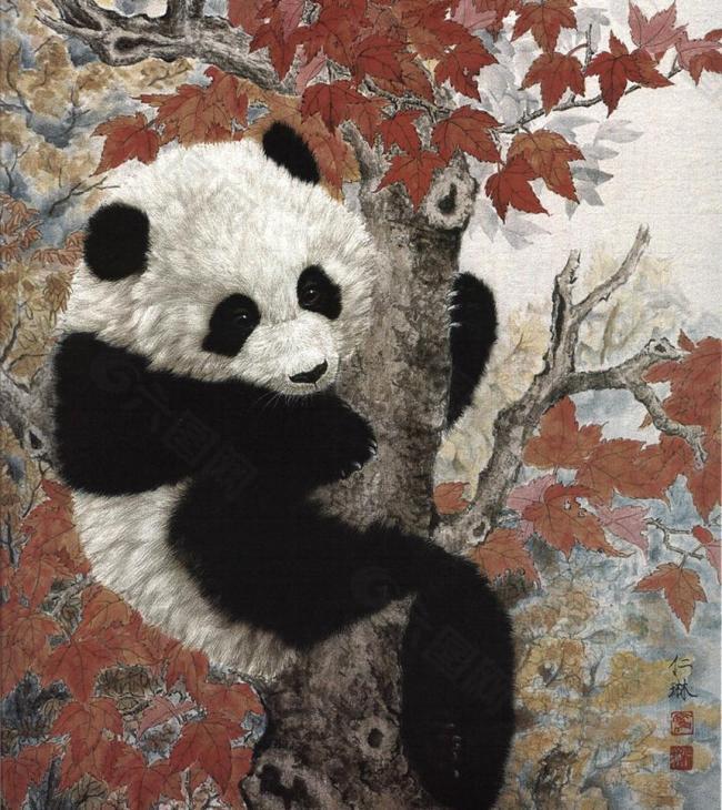 红叶熊猫图片