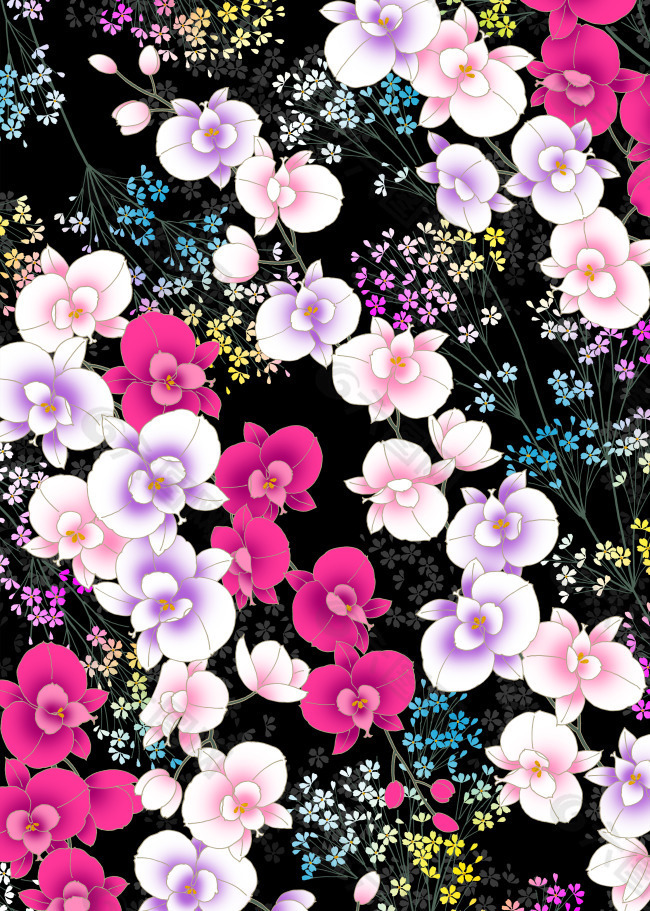 复杂花朵布纹纹理图片