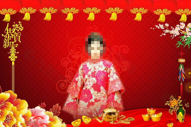 喜庆背景中国风古典传统美女