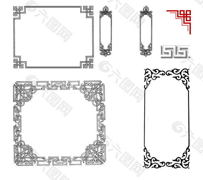 中国风古典花纹边框设计元素素材免费下载 图片编号 六图网