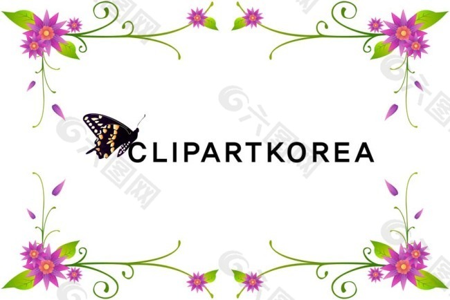 韩国风格蝴蝶花纹边框