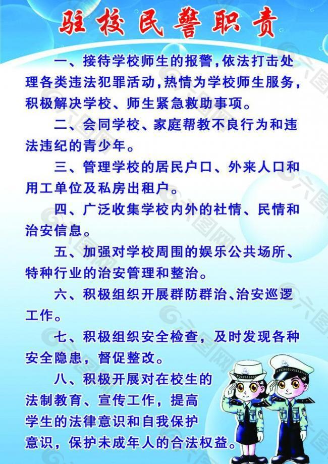 驻校民警职责展板图片