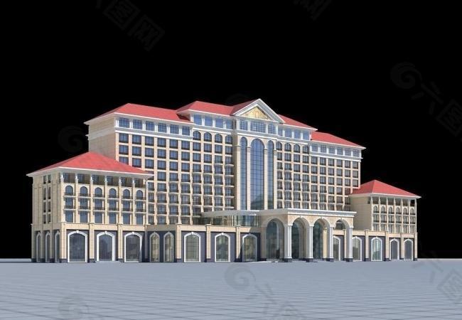 酒店 3d模型酒店 3d房子图片