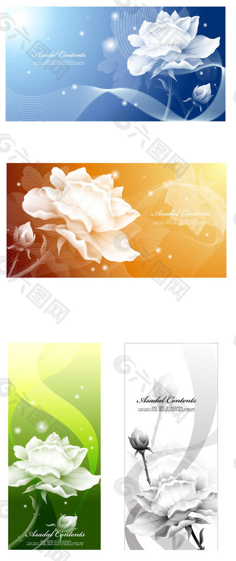 白色花卉装饰banner