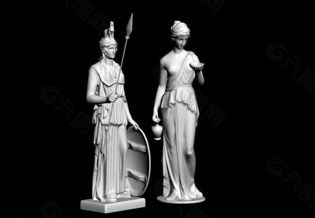 欧式雕塑人物3d模型图片