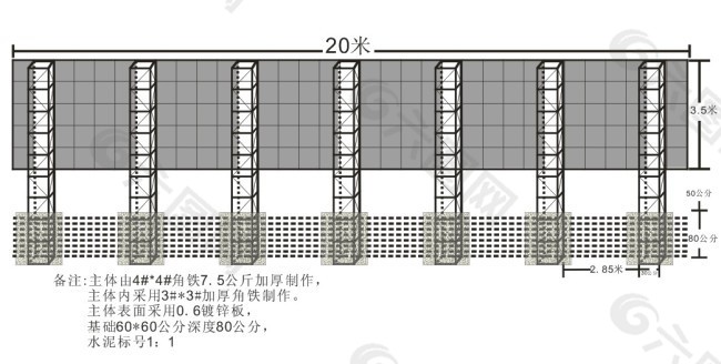 广告支架透视图正面图猪笼架