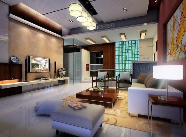 家装 客厅 3d max模型图片