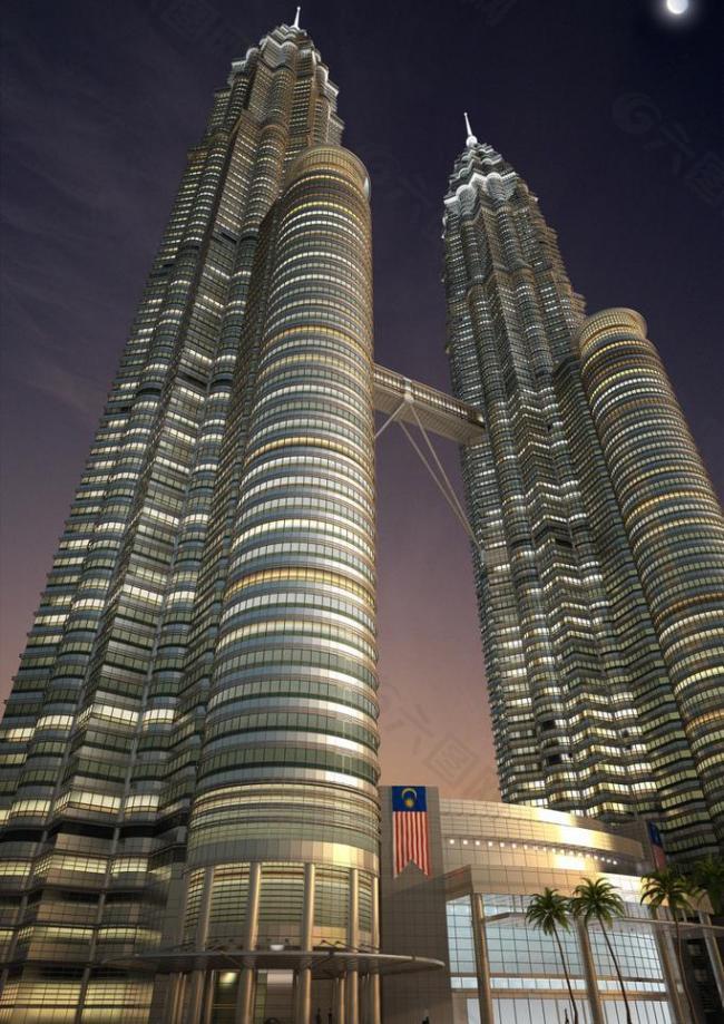 吉隆坡双子楼精品3d模型图片