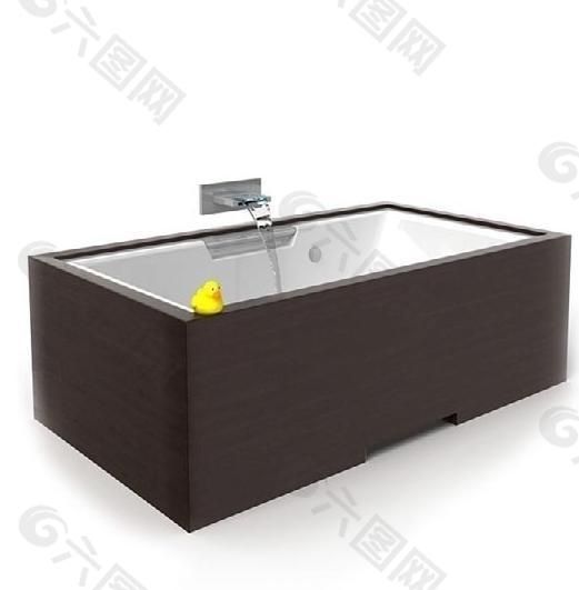 3d精美方形浴缸模型图片